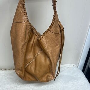 Zina Eva Tan Leather Hobo Bag with Braided Strap